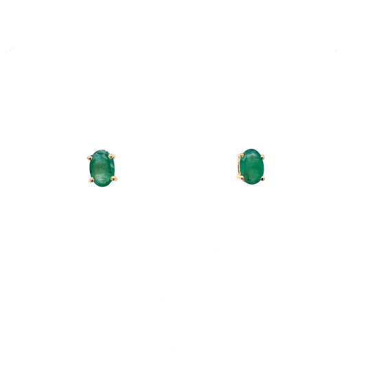 Gold Oval Emerald Earring