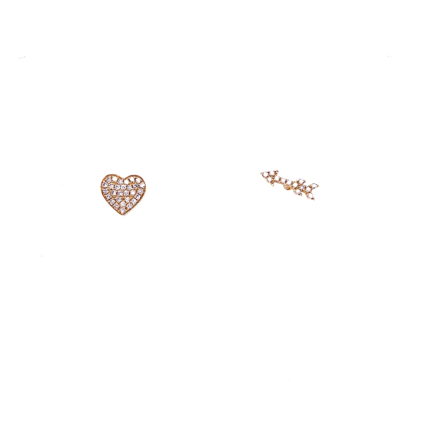 Gold & Diamond Heart and Arrow Earrings