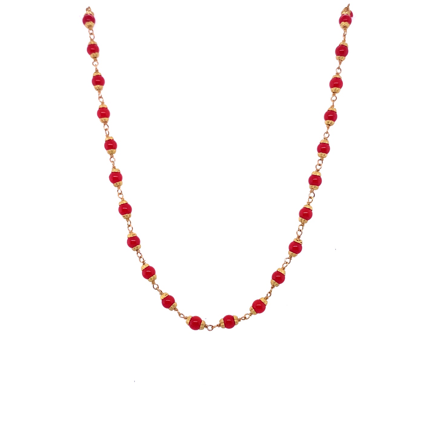 Gold & Coral Gemstone Necklace