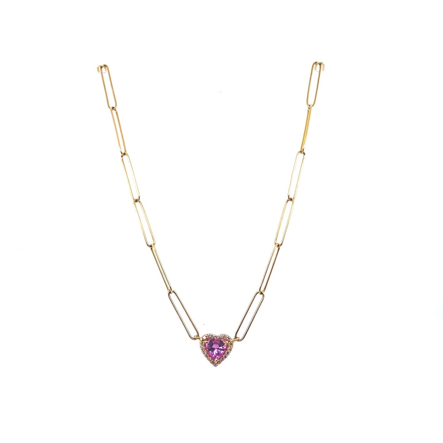 Gold & Diamond Small Sapphire Heart Necklace