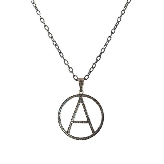 Diamond & Rhodium 'A'  Necklace