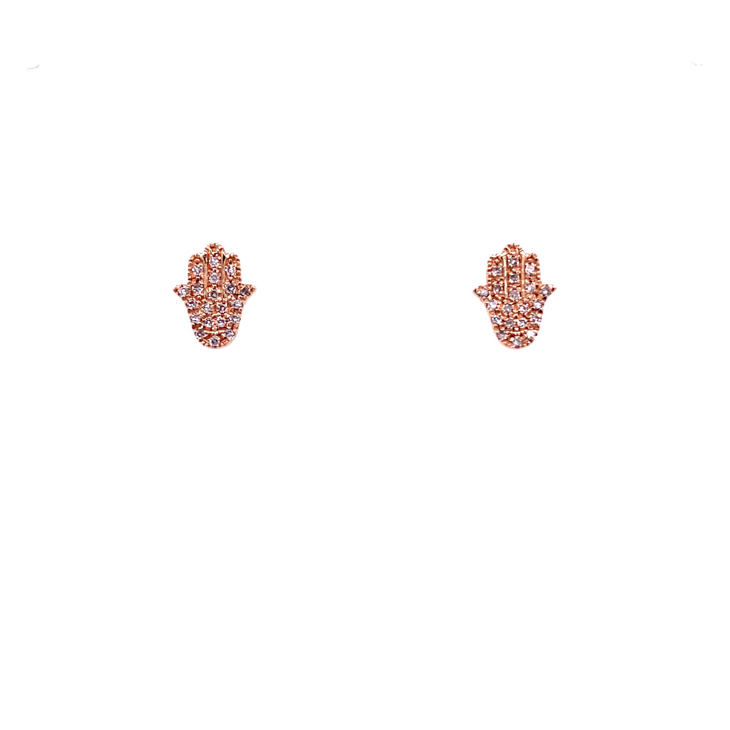 Rose Gold & Diamond Hamsa Stud Earrings