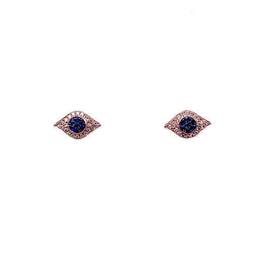 Rose Gold & Diamond Evil Eye Stud Earrings