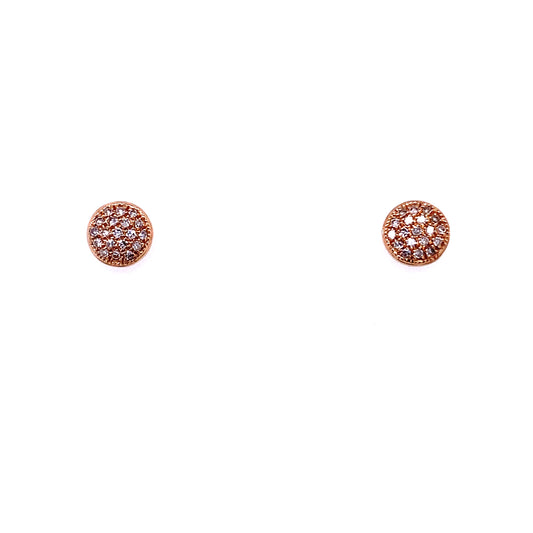 Rose Gold & Diamond Circle Stud Earrings