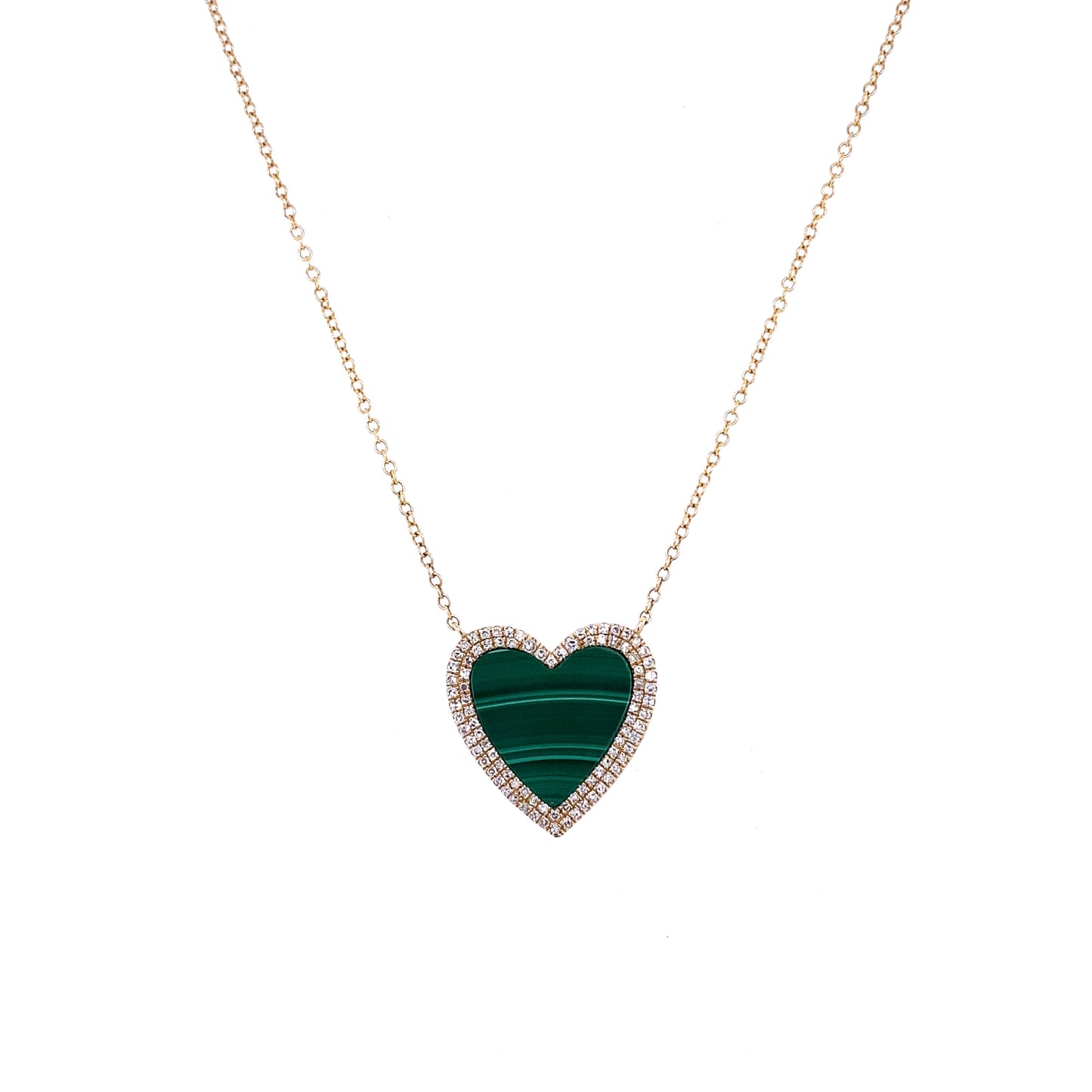 Gold & Diamond Malachite Heart Necklace