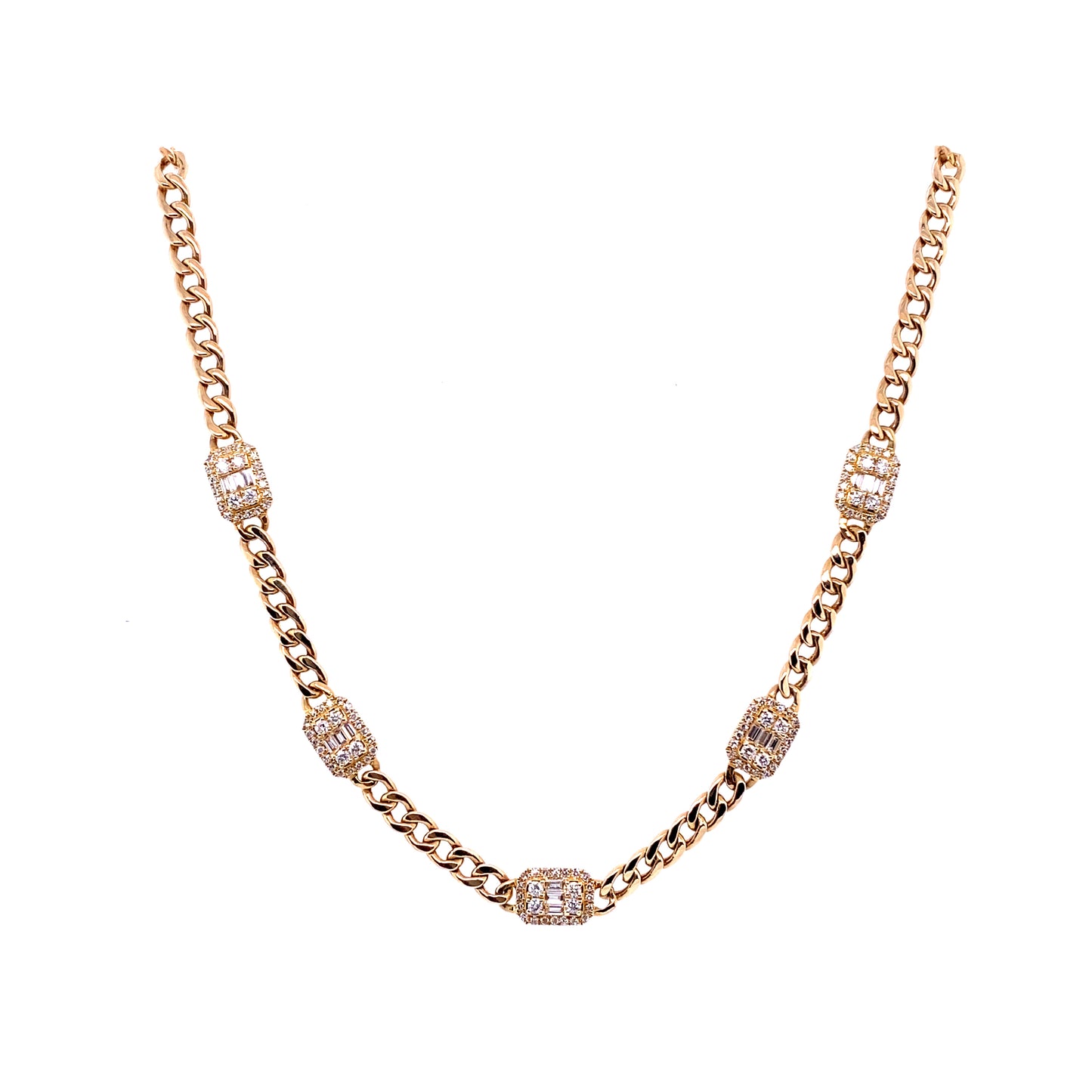Gold & Diamond Link Chain Necklace