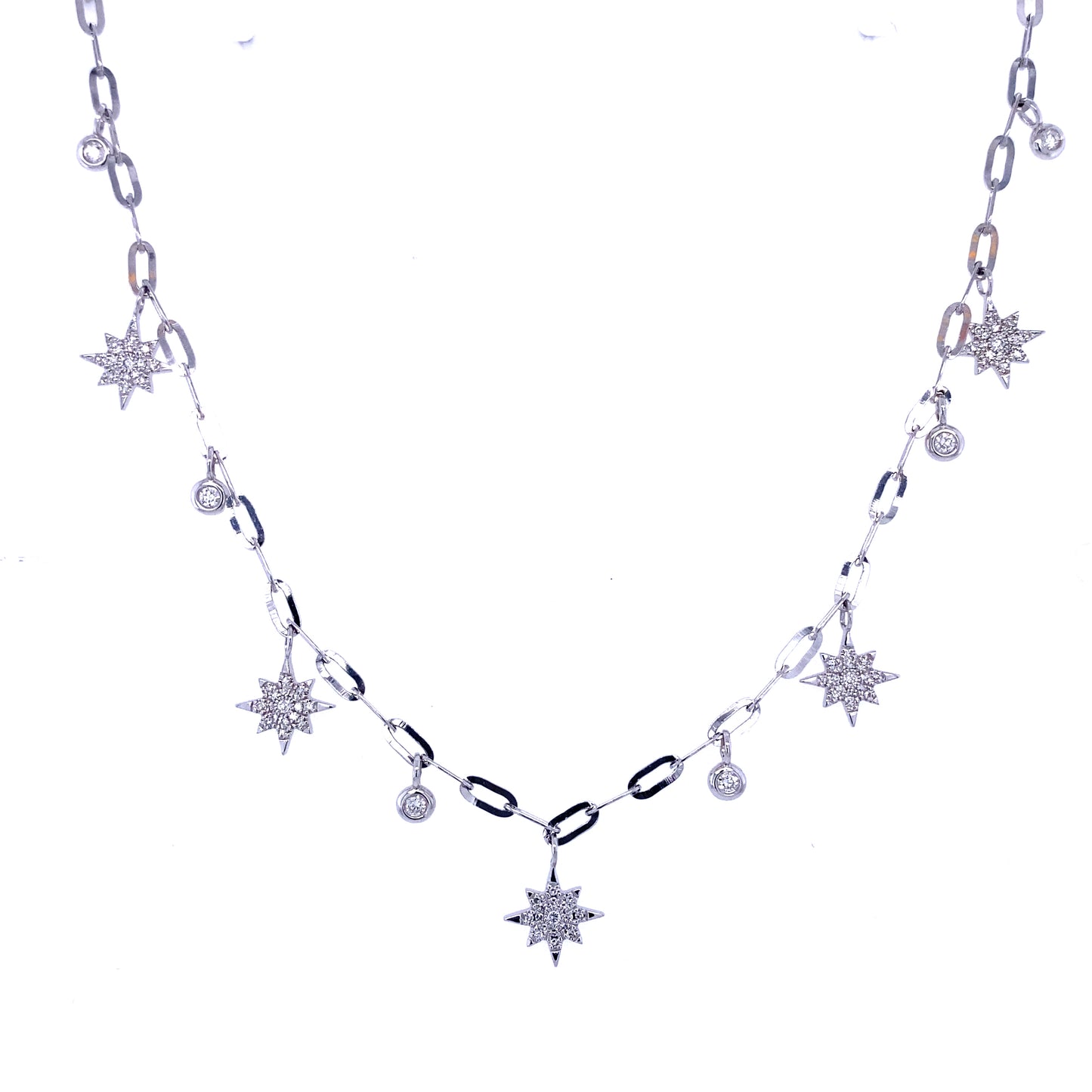 White Gold & Diamond Starburst Necklace