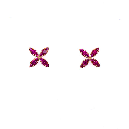 Rose Gold & Ruby Flower Earring