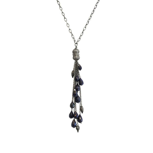 Diamond & Sapphire Tassel Drop Necklace