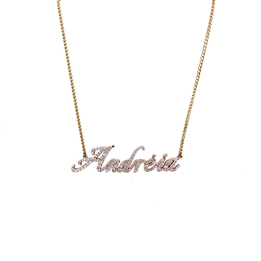 Diamond Block Name Necklace