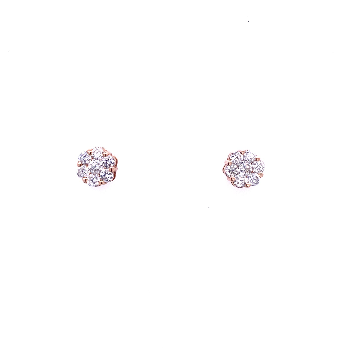 Gold & Diamond Flower Stud Earrings