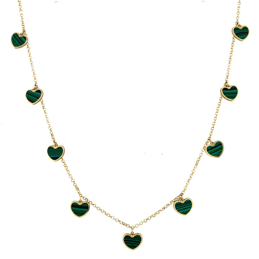 Gold Heart Malachite Necklace