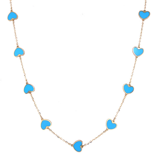 Gold & Turquoise Heart Necklace