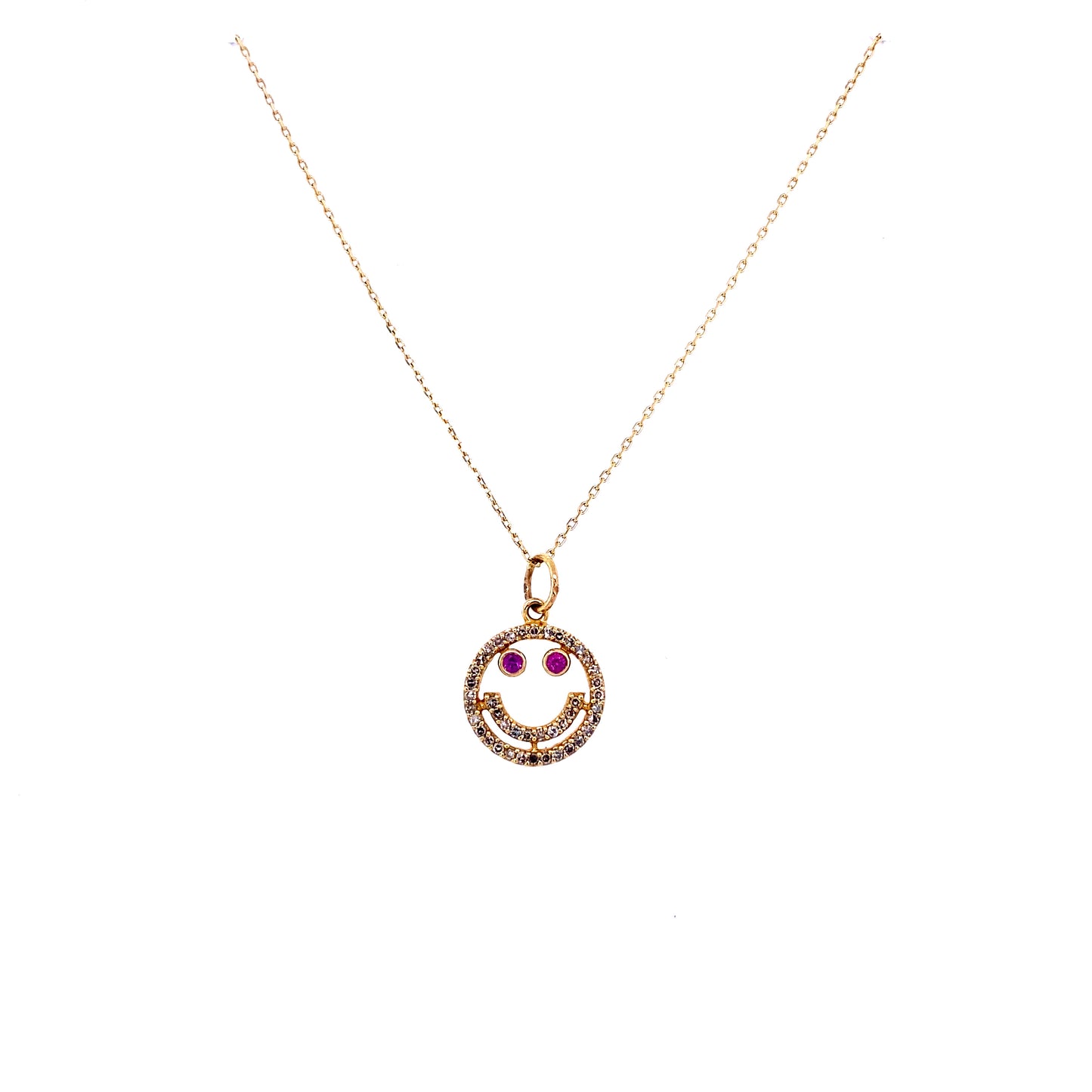 Gold & Diamond Happy Face Necklace