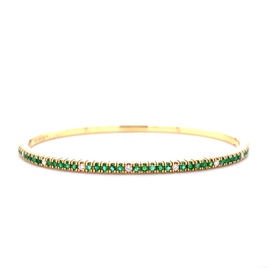Gold & Diamond Emerald Bangle