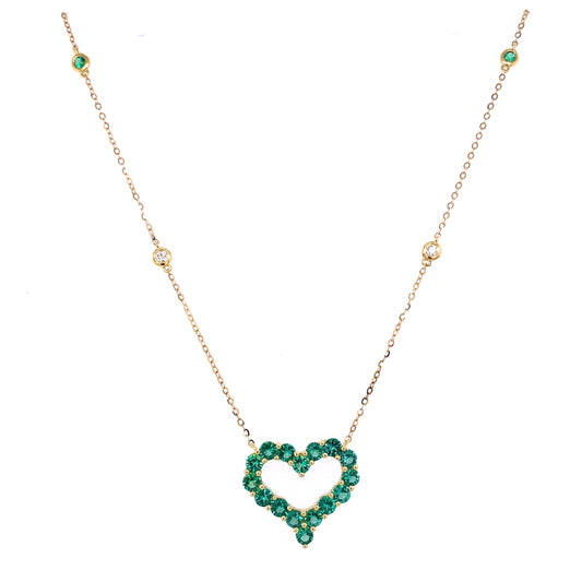 Gold & Emerald Heart Necklace