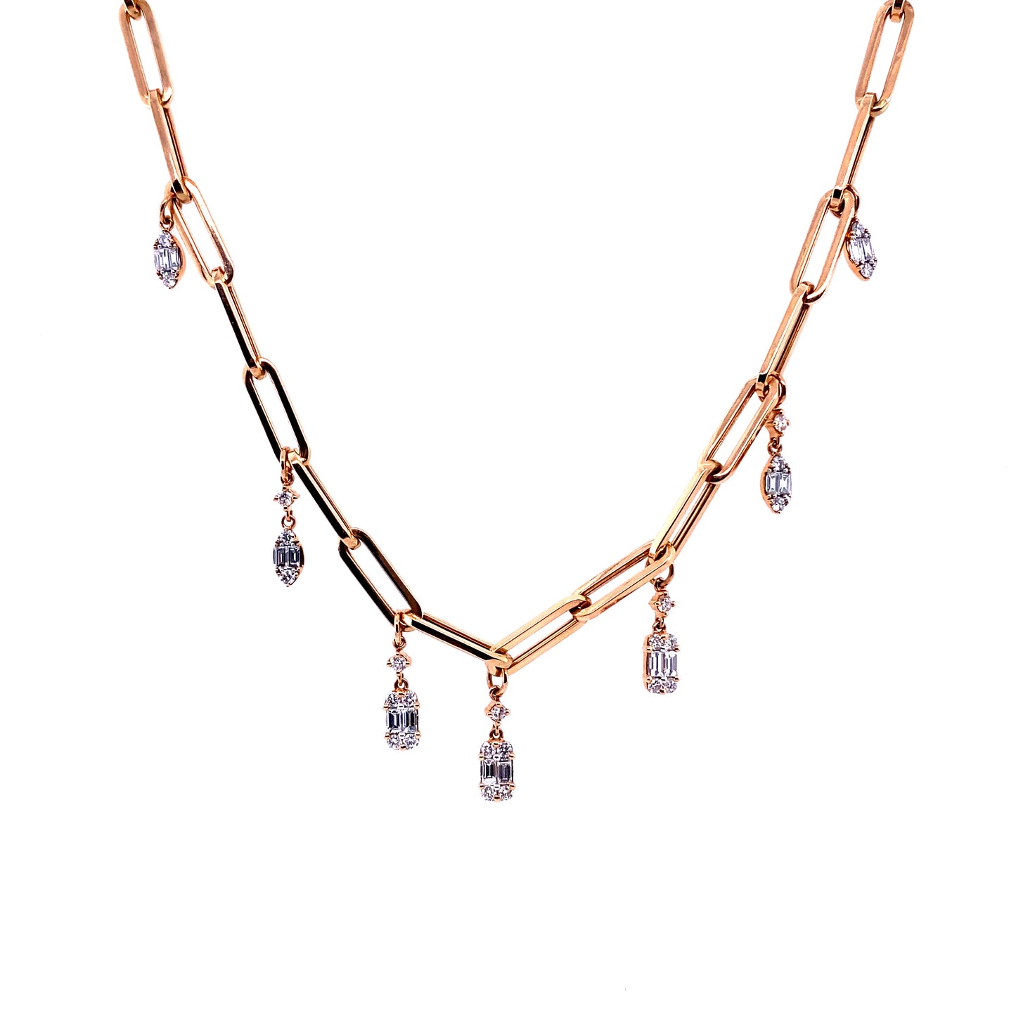 Rose Gold & Diamond Paper Clip Necklace