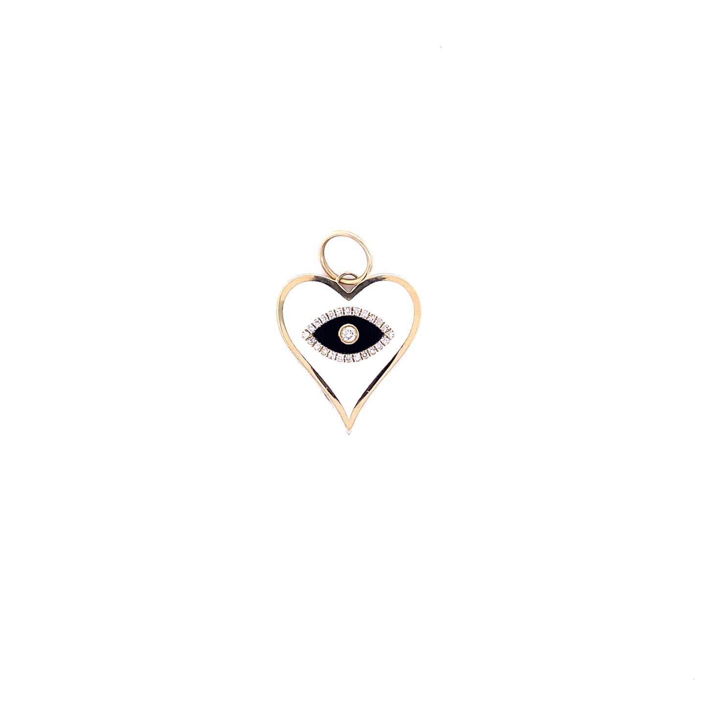 Gold & Diamond Heart Evil Eye Pendant