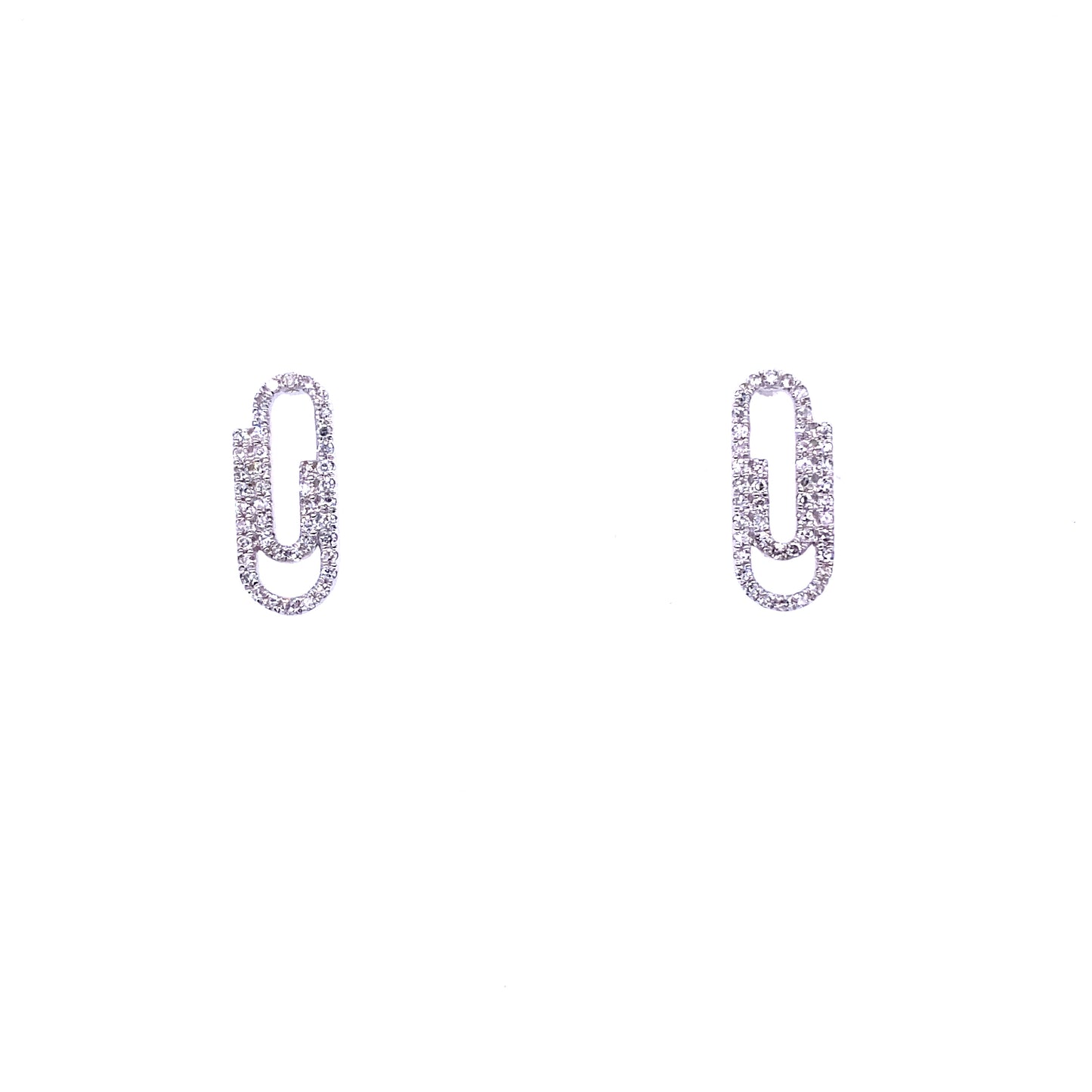 Diamond & White Gold Paper Clip Stud Earrings