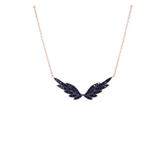 Black Diamond & Gold Wing Necklace