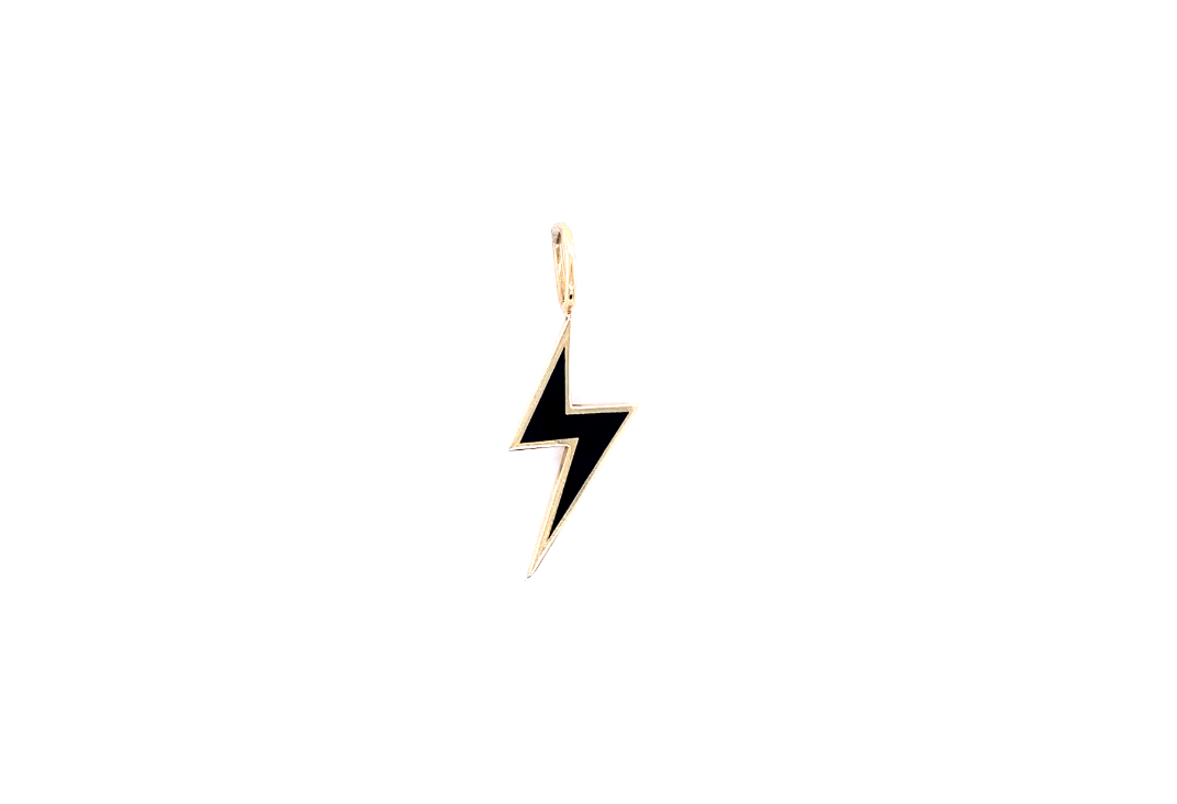 Gold & Black Onyx Lightning Bolt Charm