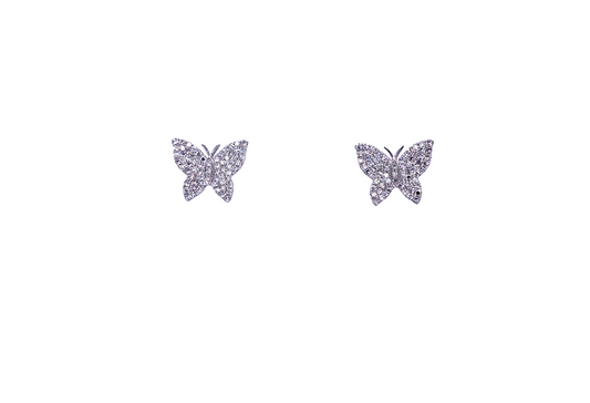 White Gold & Diamond Butterfly Stud Earrings