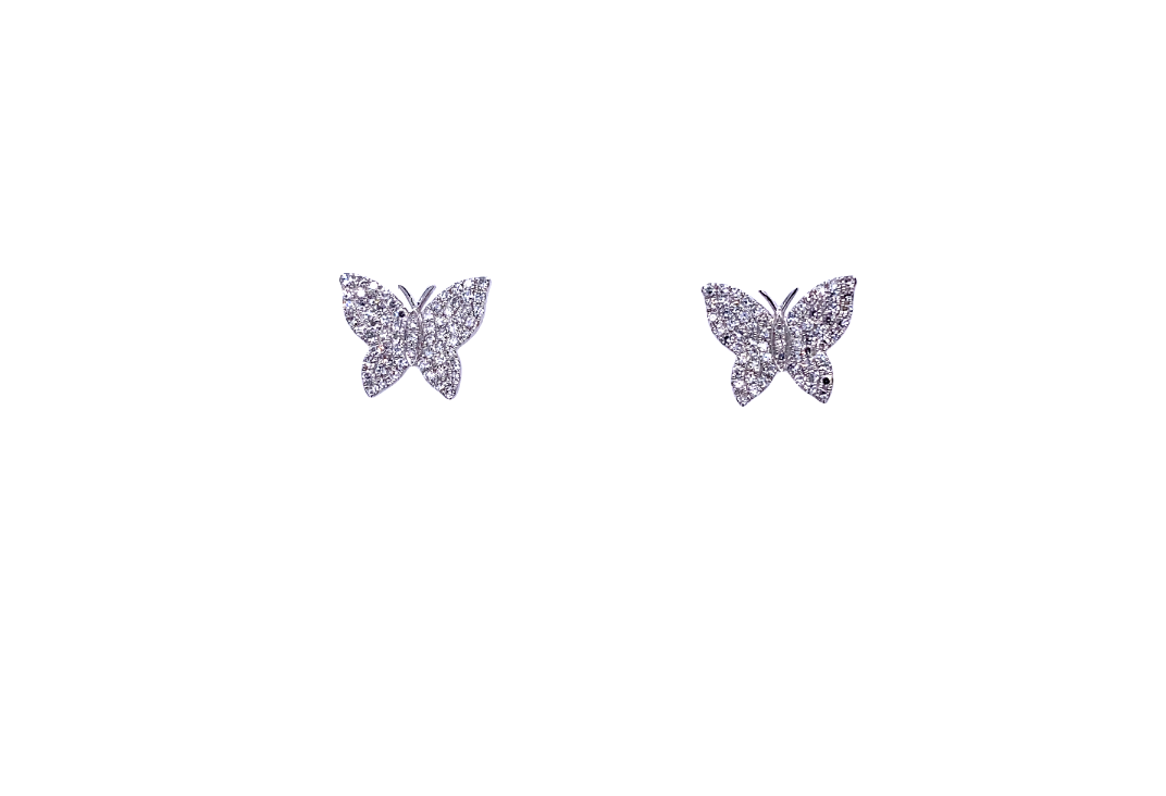 Diamond & White Gold Butterfly Stud Earrings