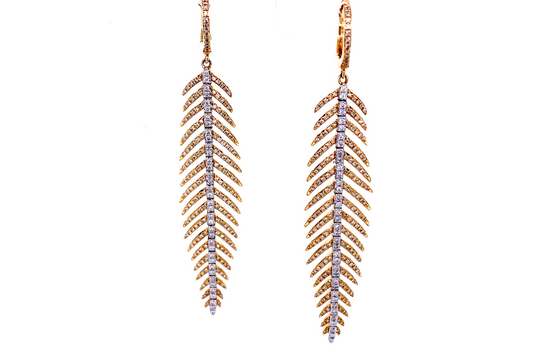 Gold & Diamond Leaf Earring