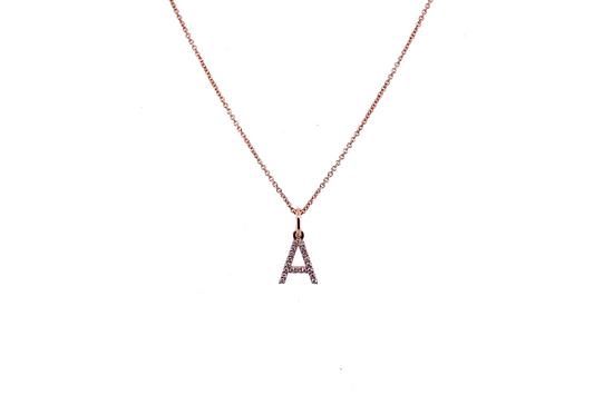 Diamond & Rose Gold Initial Necklace